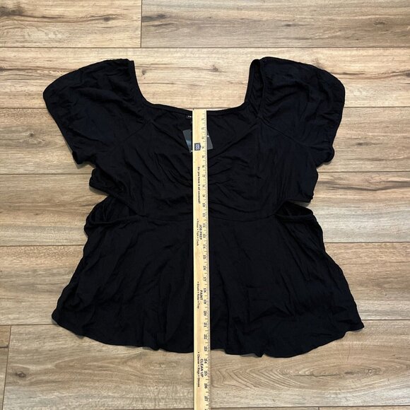 Torrid Babydoll Rayon Top With Side Cutouts SZ 4X (26) Black Blouse Stretch - Picture 4 of 10